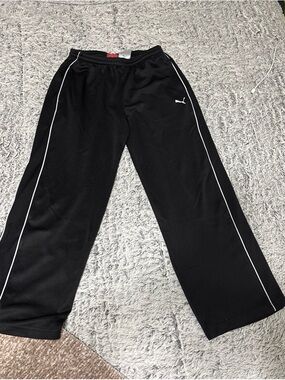 Puma Black Track Pants with White Side Piping